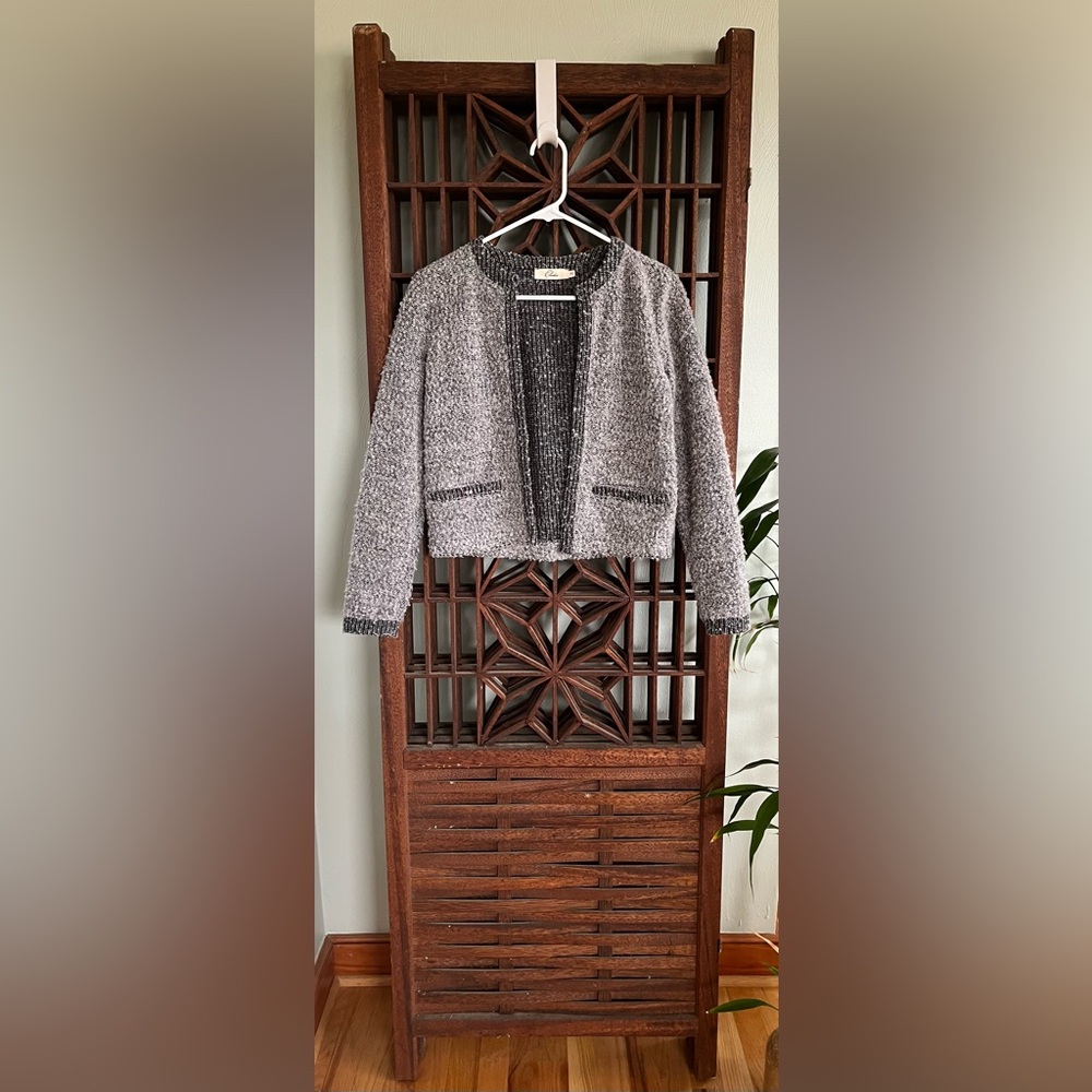 Elodie Gray Cardigan Sweater with Open Front